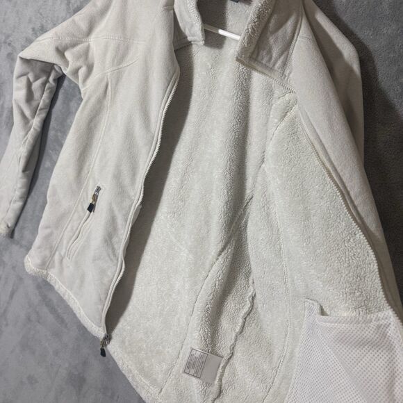 VINTAGE Nike Jacket Womens Large Cream ACG Zip Fleece Coat Sherpa Full Zip - Picture 4 of 10